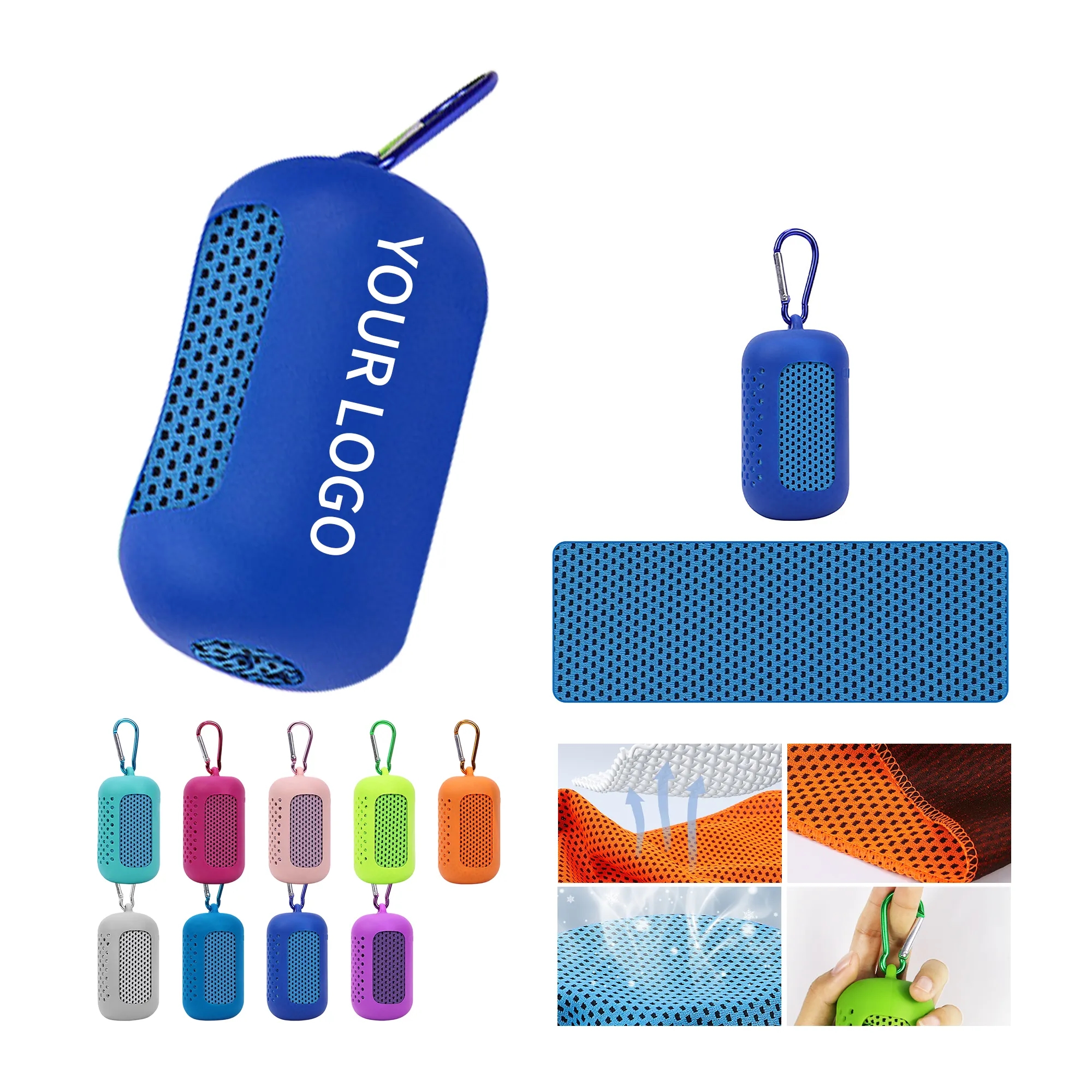 Quick Dry Polyester Towel with Carabiner Clip for Outdoor Ac 4