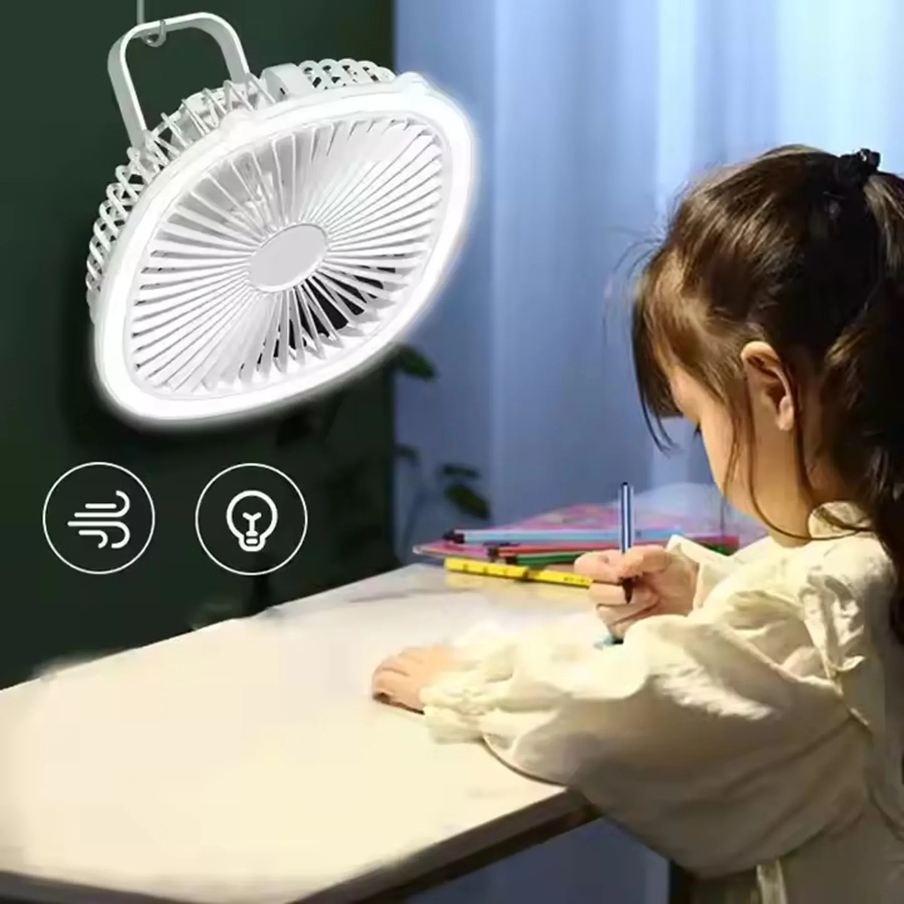 1200 mAh Rechargeable Table Fan with LED Light 6