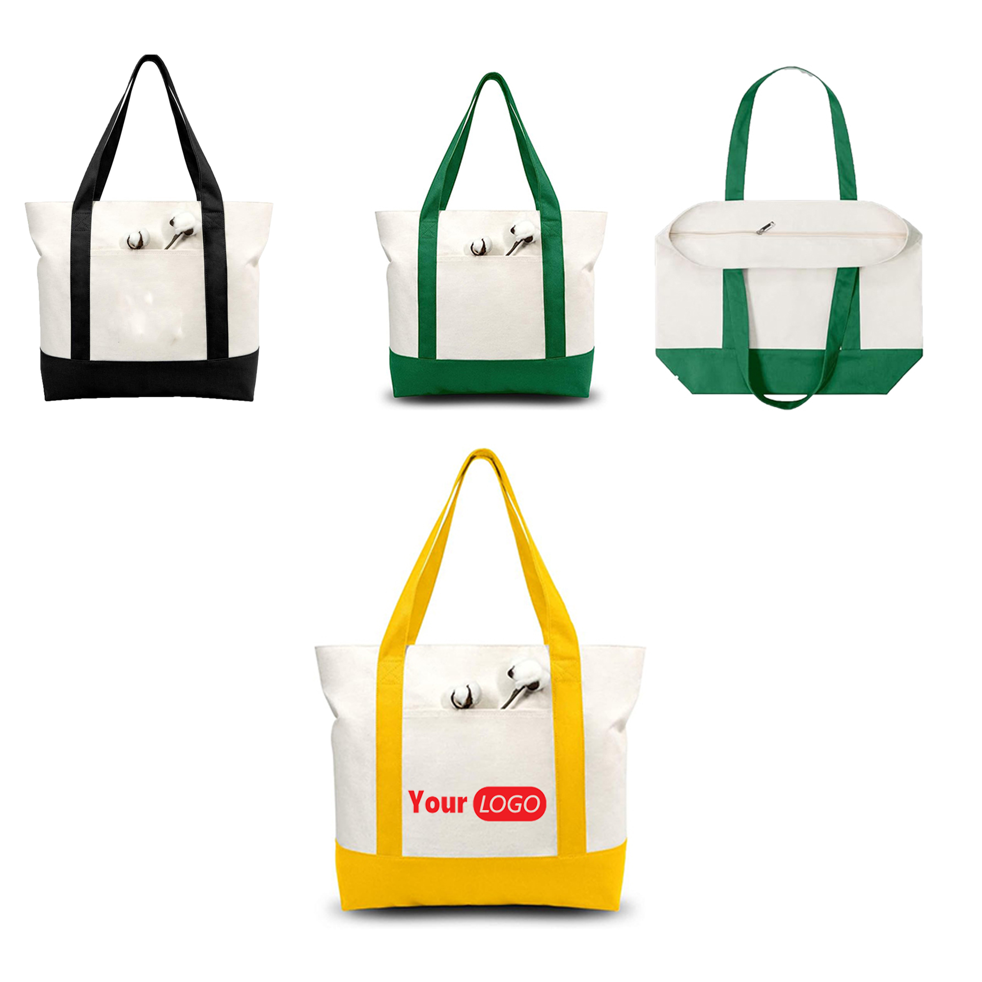 Tote Bag With Zipper, custom tote bag with logo imprint 2