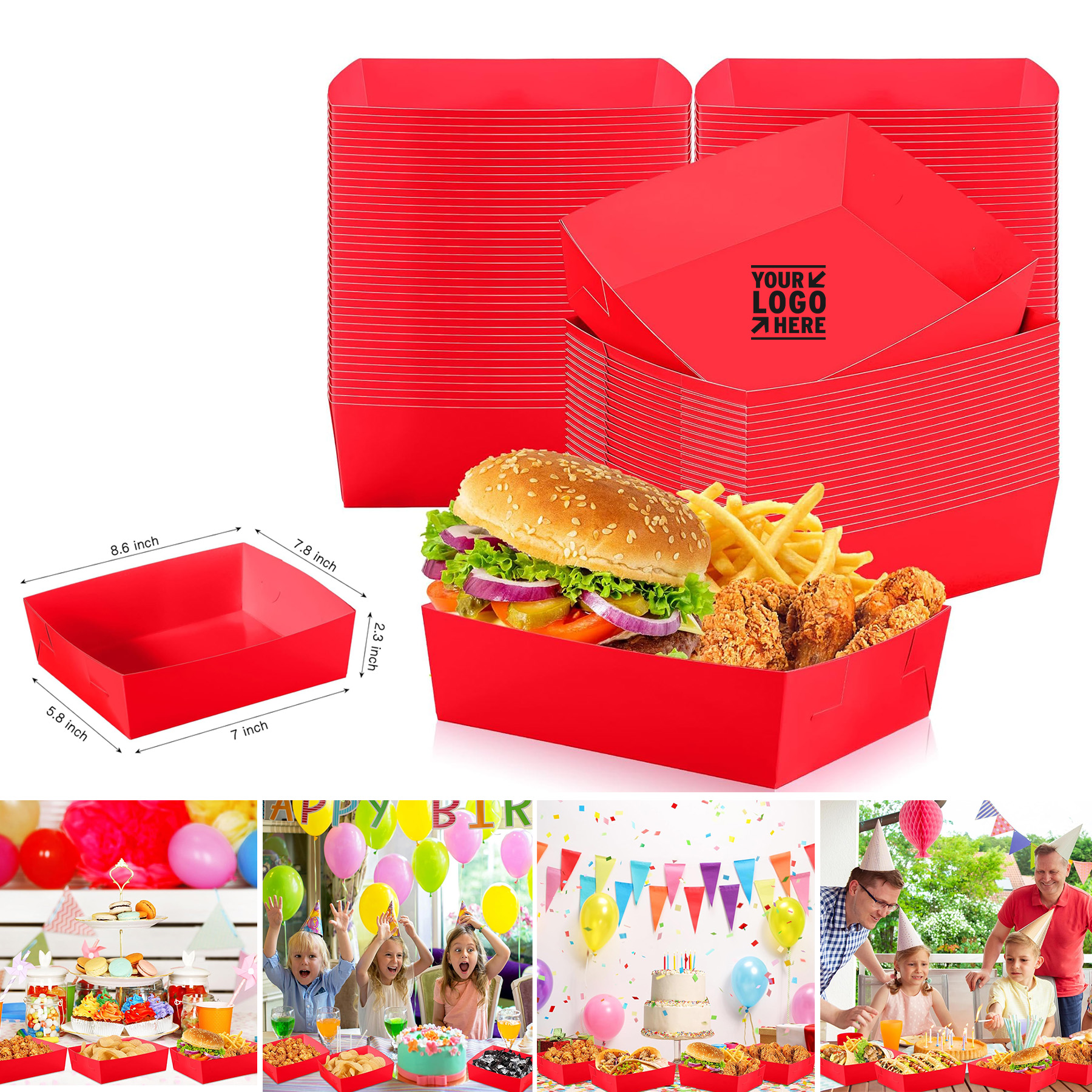 Disposable 5 lb Large Serving Snack Paper Food Tray Family Christmas Party Gathering Supplies 2