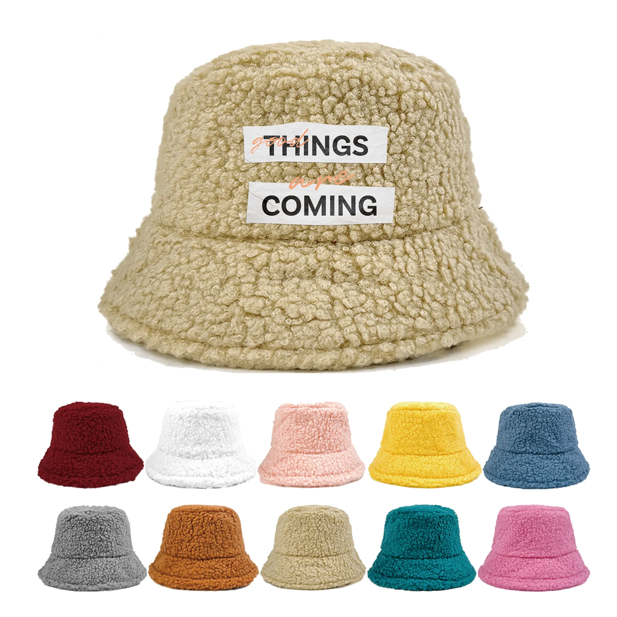 Winter Lambs Wool Bucket Hats For Women