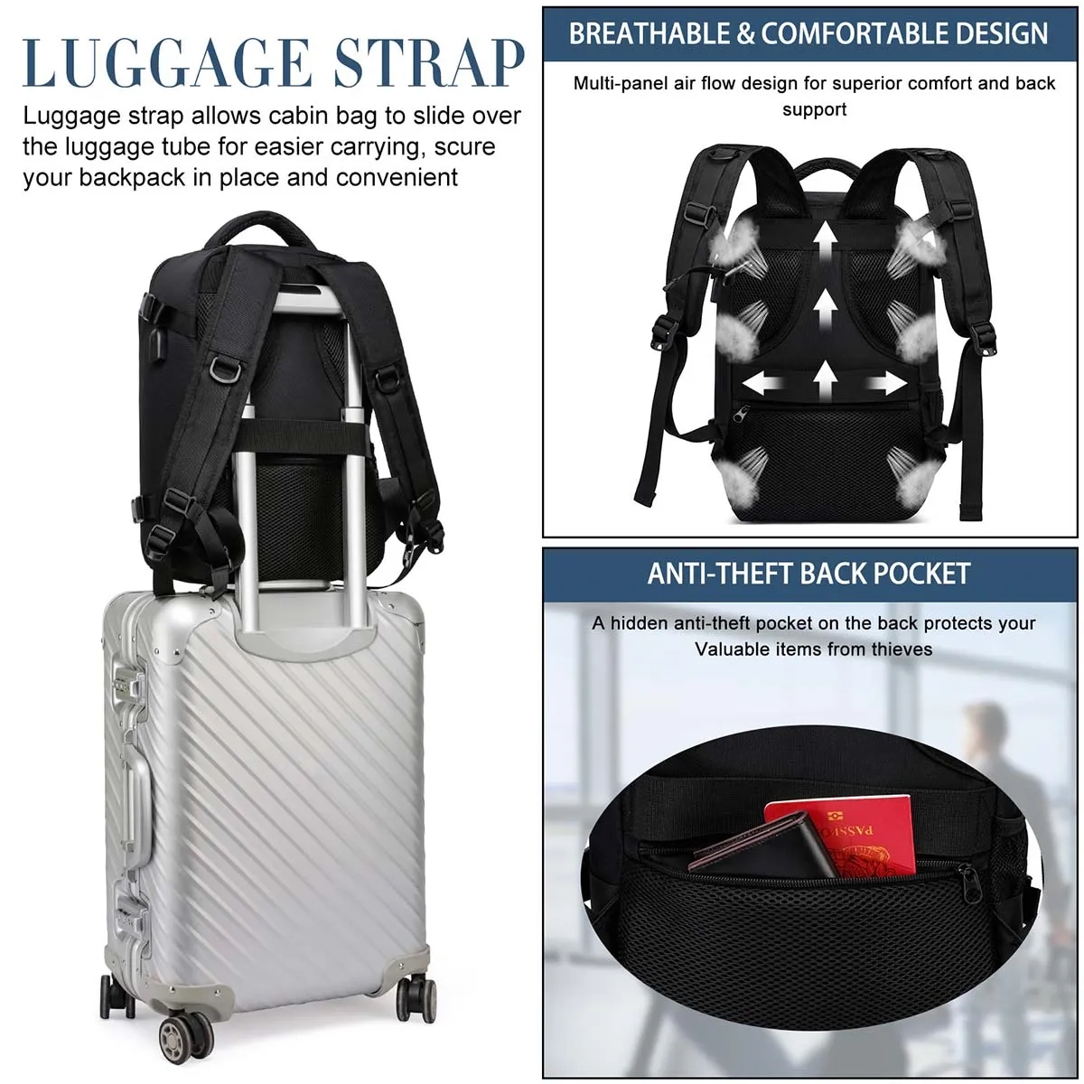 20l Large Capacity Premium Waterproof Backpack With USB Port 9