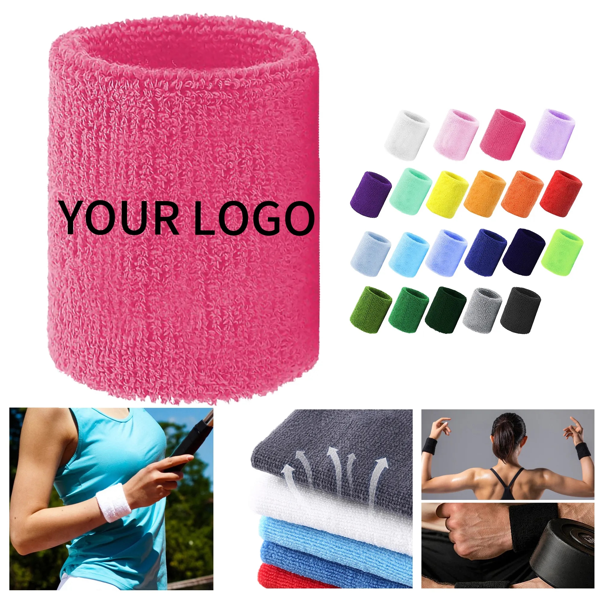 Embroidered Cotton Wrist Sweatband for Fitness Use 5