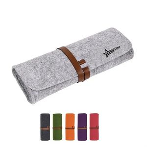 Portable Felt Solid Color Creative Roll Pencil Bag 10