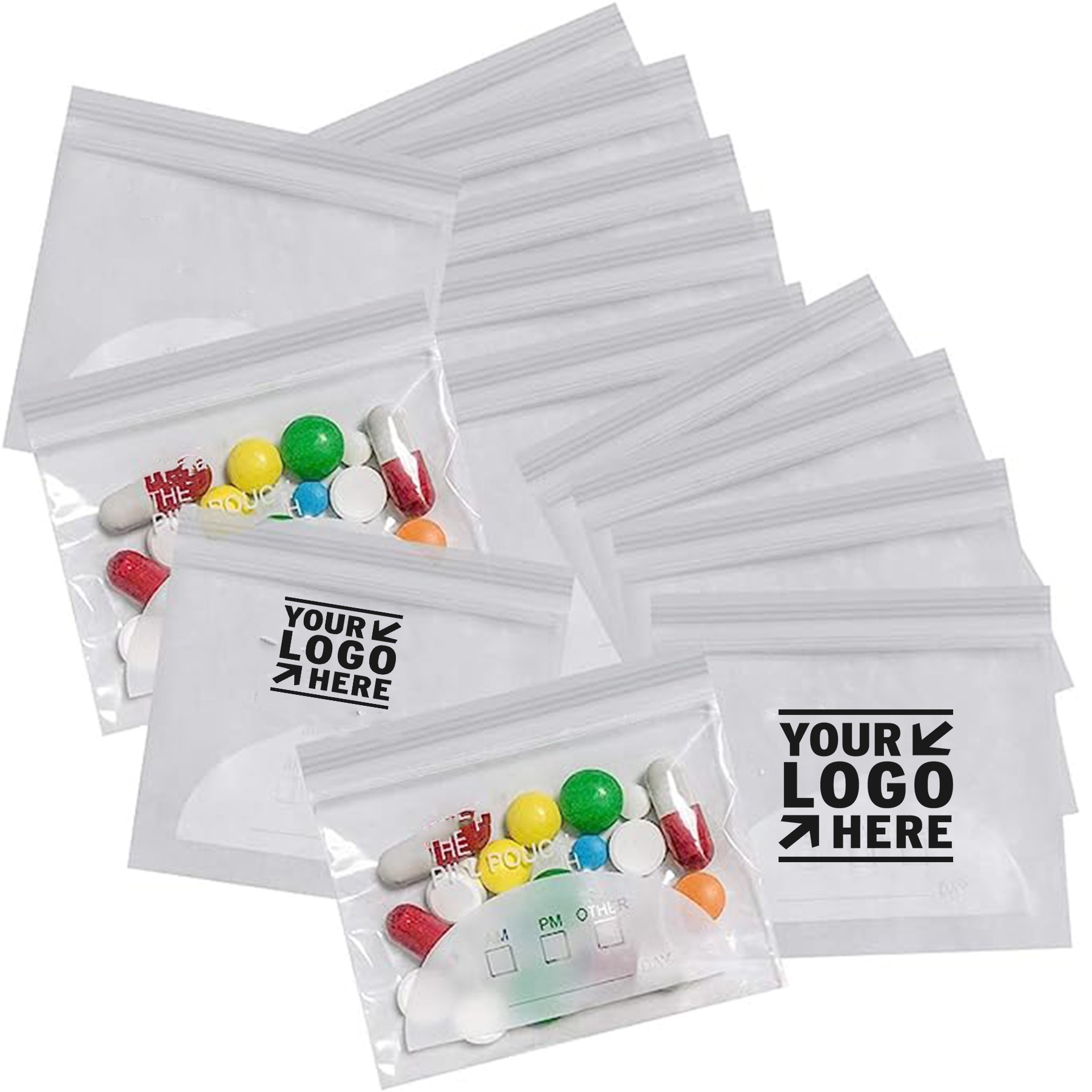3 x 2.75 Inch Pill Organizer Plastic Travel Vitamine Bag with Write-on Labels Seal 3