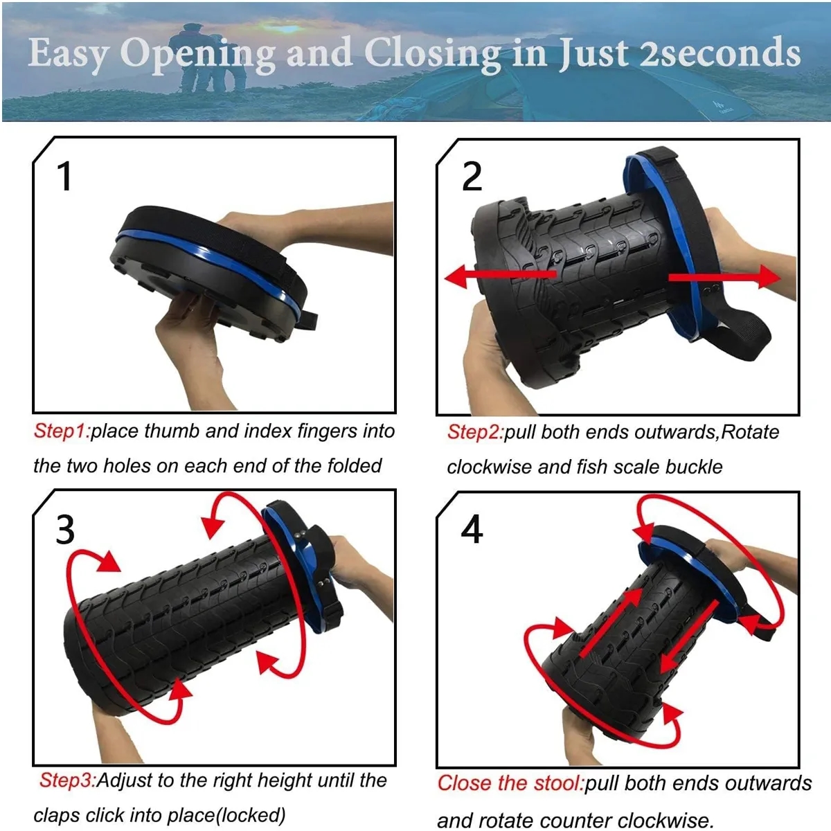 Portable Telescoping Foldable Camping Stool 7