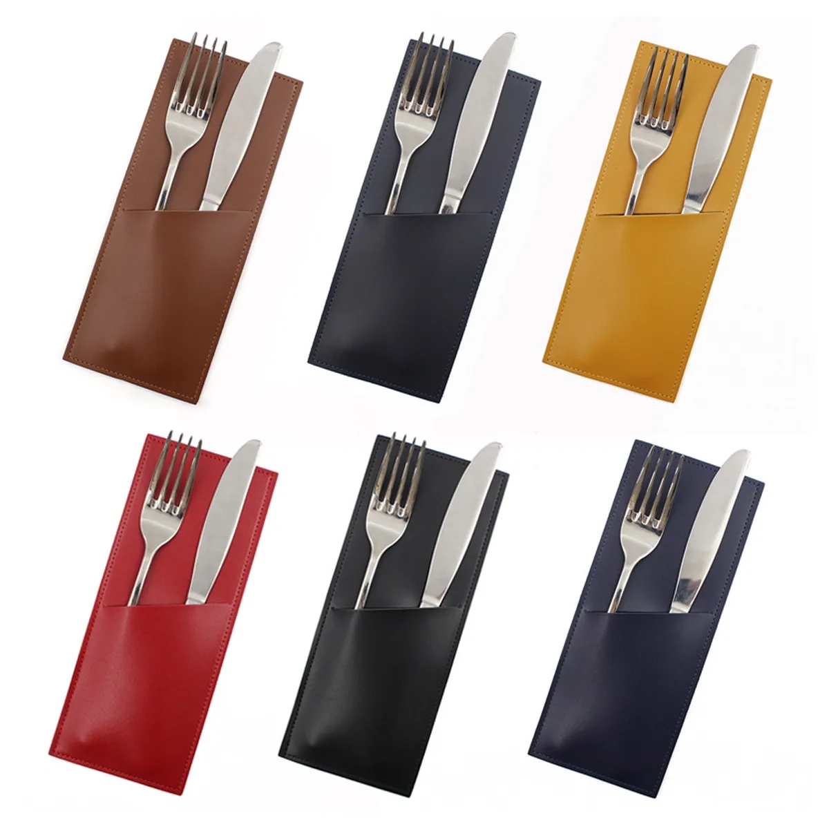 Leather Cutlery Sleeve Utensil Holder 3