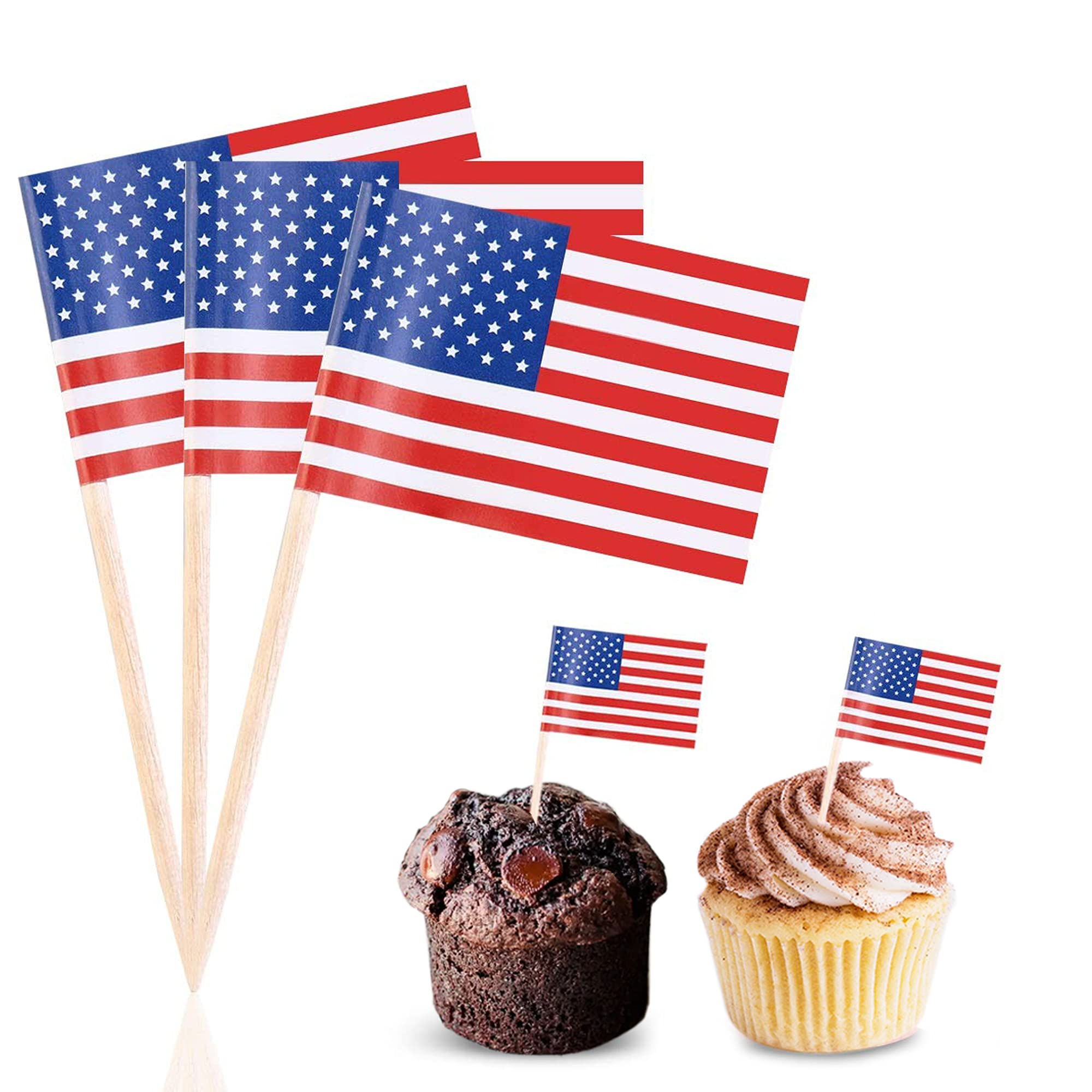 American Toothpick Flag Toppers Cake Decorations 2