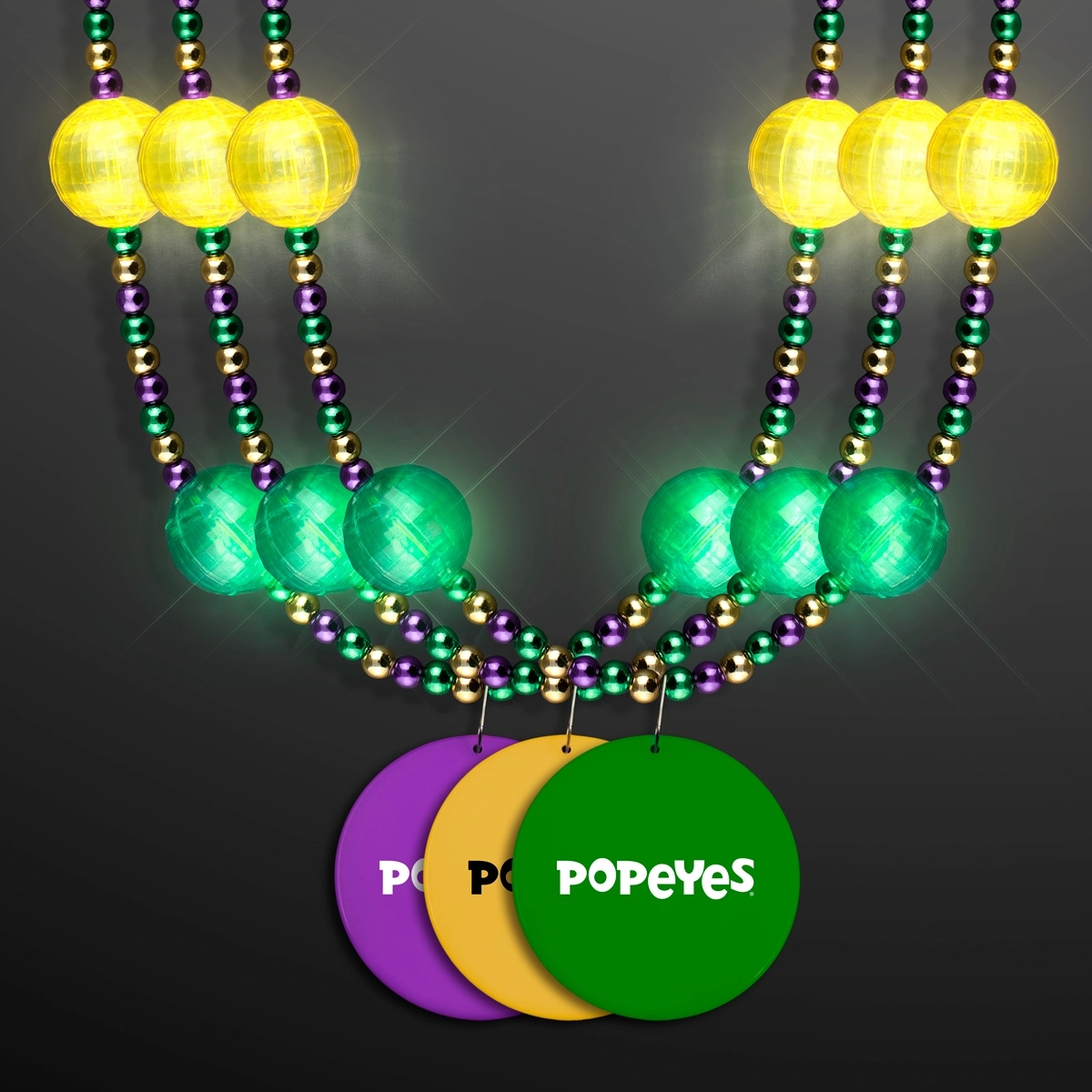 Mardi Gras Jewelry LED Beads Necklace with Medallion 1