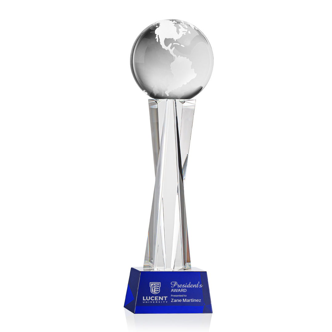 Globe Award on Grafton Base - Blue 8