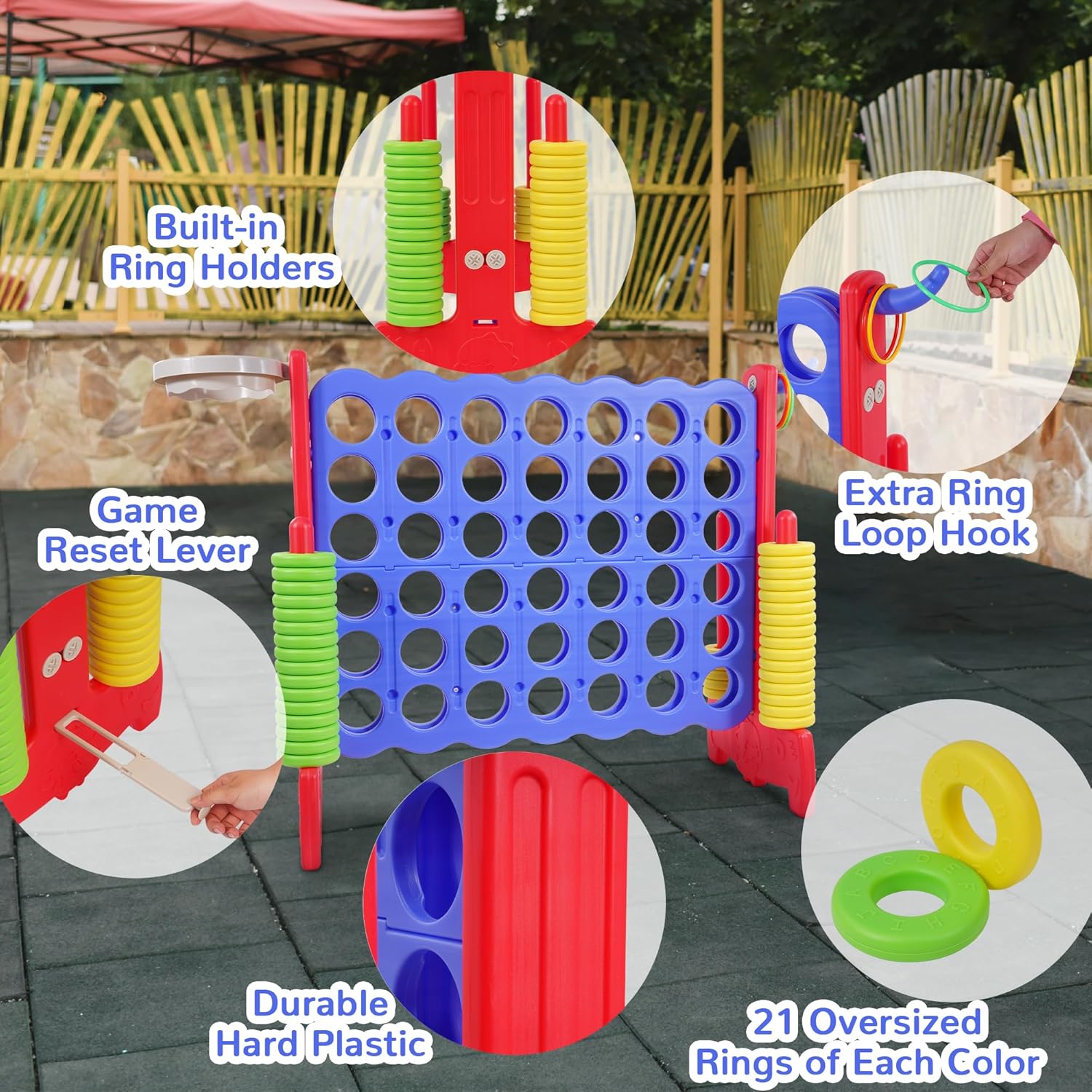 4-to-Score Game Set, 4-in-A-Row Jumbo w/Basketball Hoop 4