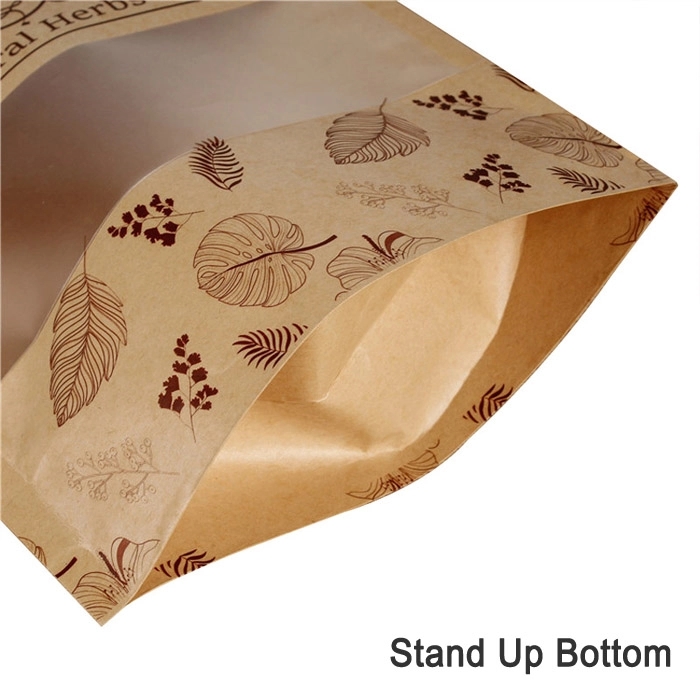 Custom Printed Zip Lock Kraft Stand Up Bags with Window 3