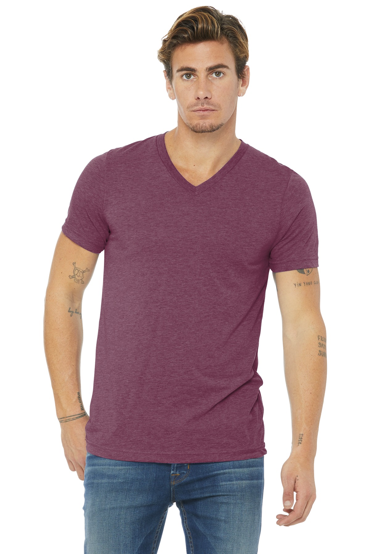 BELLA+CANVAS Unisex Triblend Short Sleeve V-Neck Te. BC3415 14