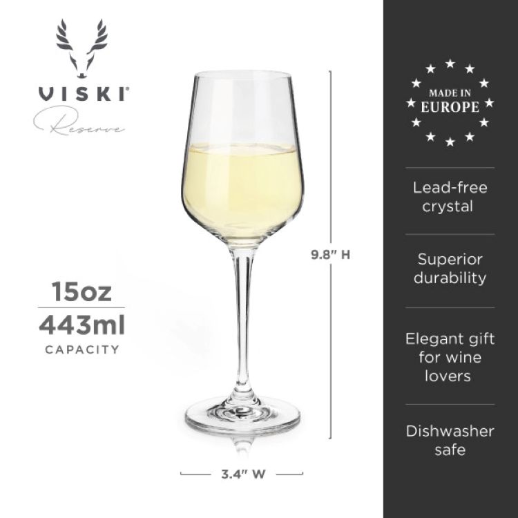 Viski® Reserve Inez Crystal Chardonnay Glass, set of 4 10