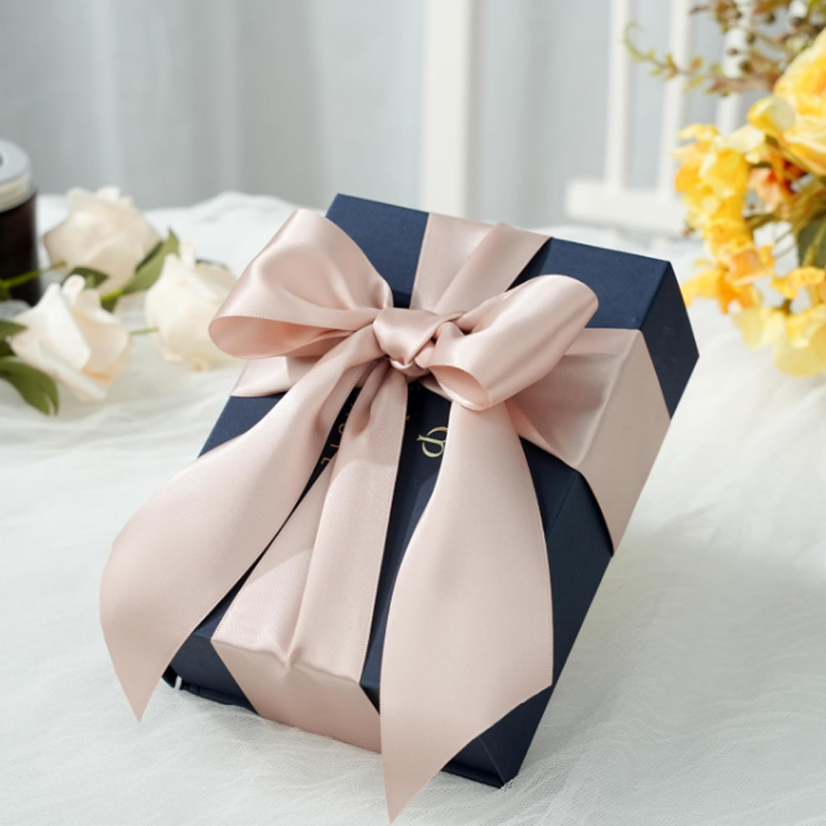 Red Satin Decorative Bow with Gold Trim for Gift Wrap 3