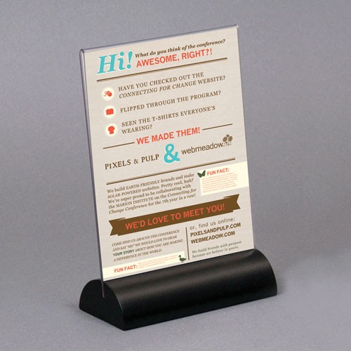 Acrylic Countertop Sign Holder with Wood Base 8 5w x 11h