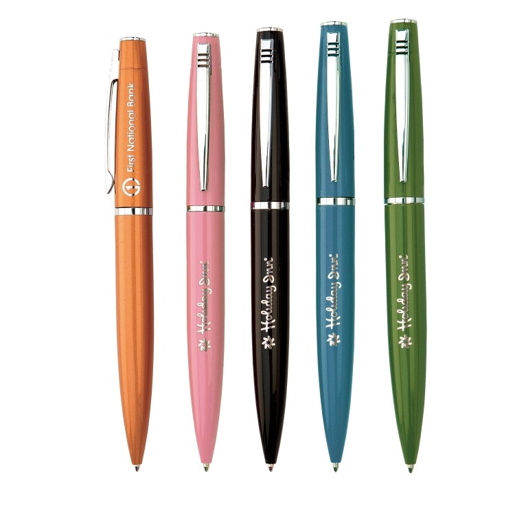 Vision Brass Twist Action Ballpoint Pen w/ Silver Accents