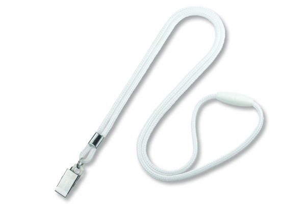 1/8" Breakaway Blank Lanyard w/Bulldog Clip (White) 1