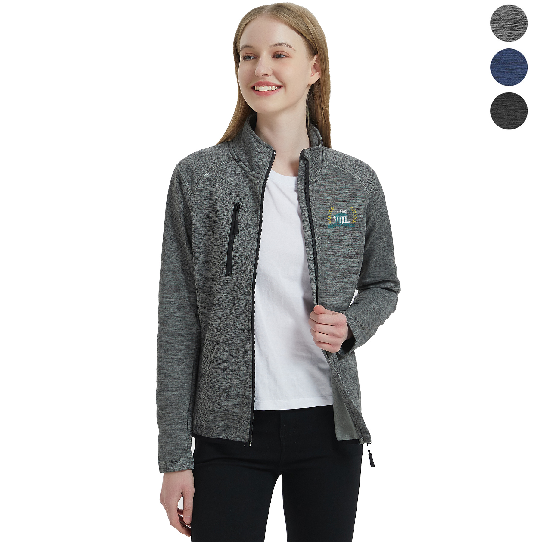 Women's Full Zip Sweater Fleece Jacket with Chest Pocket 8