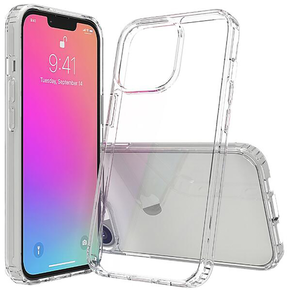 iPhone 13 Pro Max Clear Hard Shell Case w/TPU Bumpers