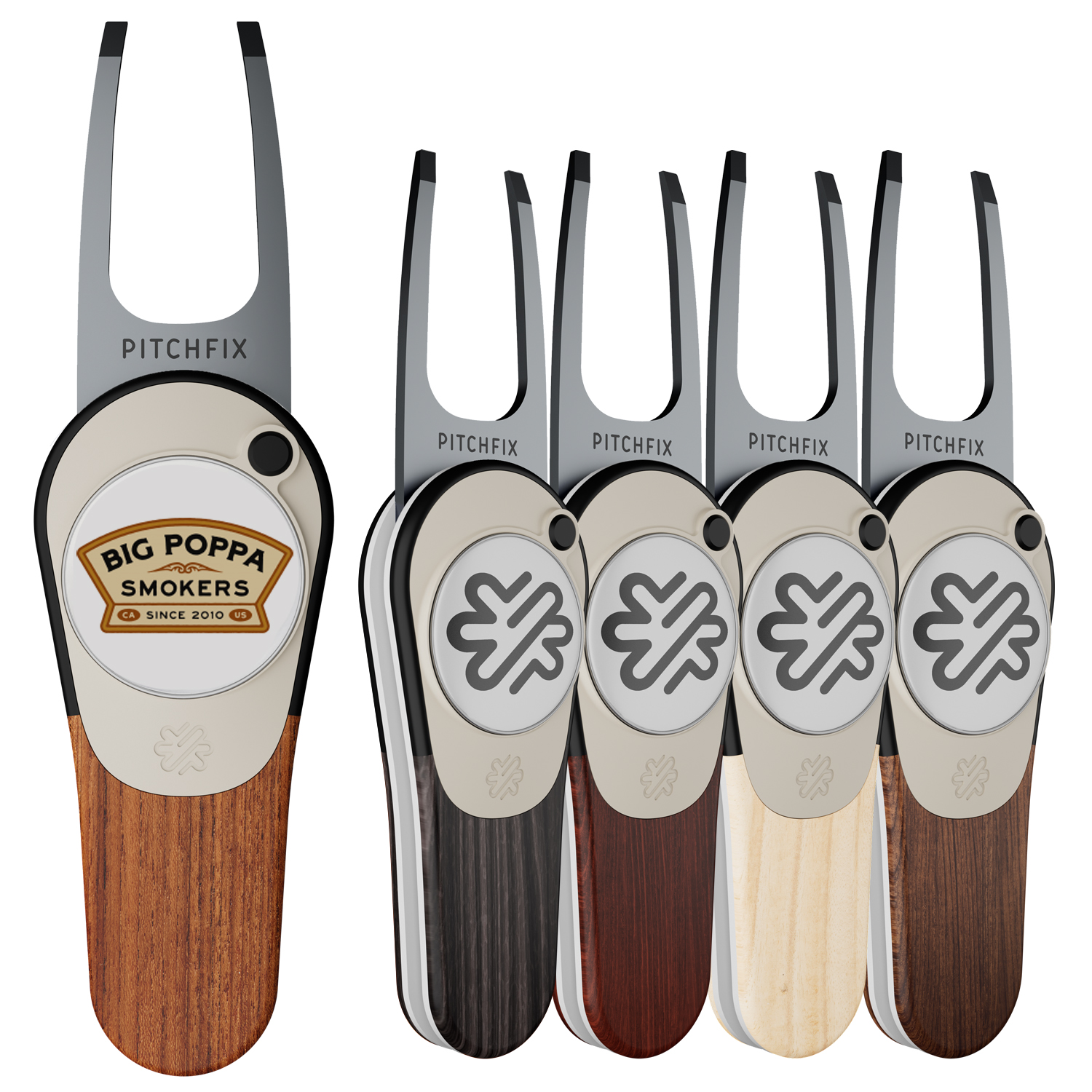 Pitchfix Woodie Golf Divot Tool with Removeable Ball Marker