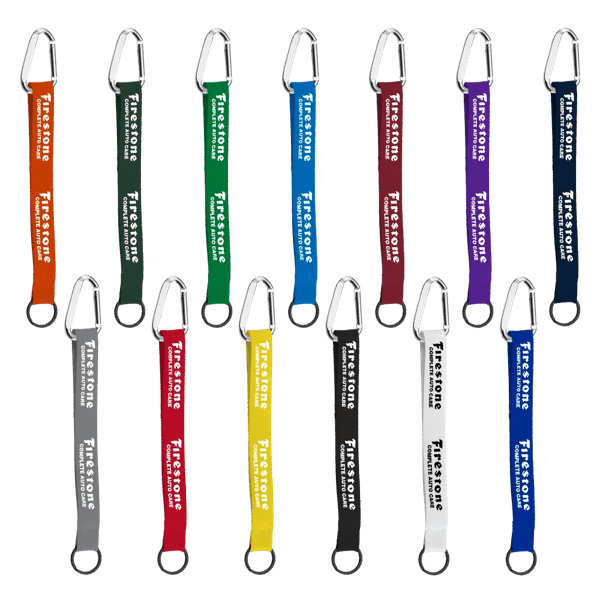 3/4" Sewn Polyester Keychain with Metal Split-Ring and Carabiner 100