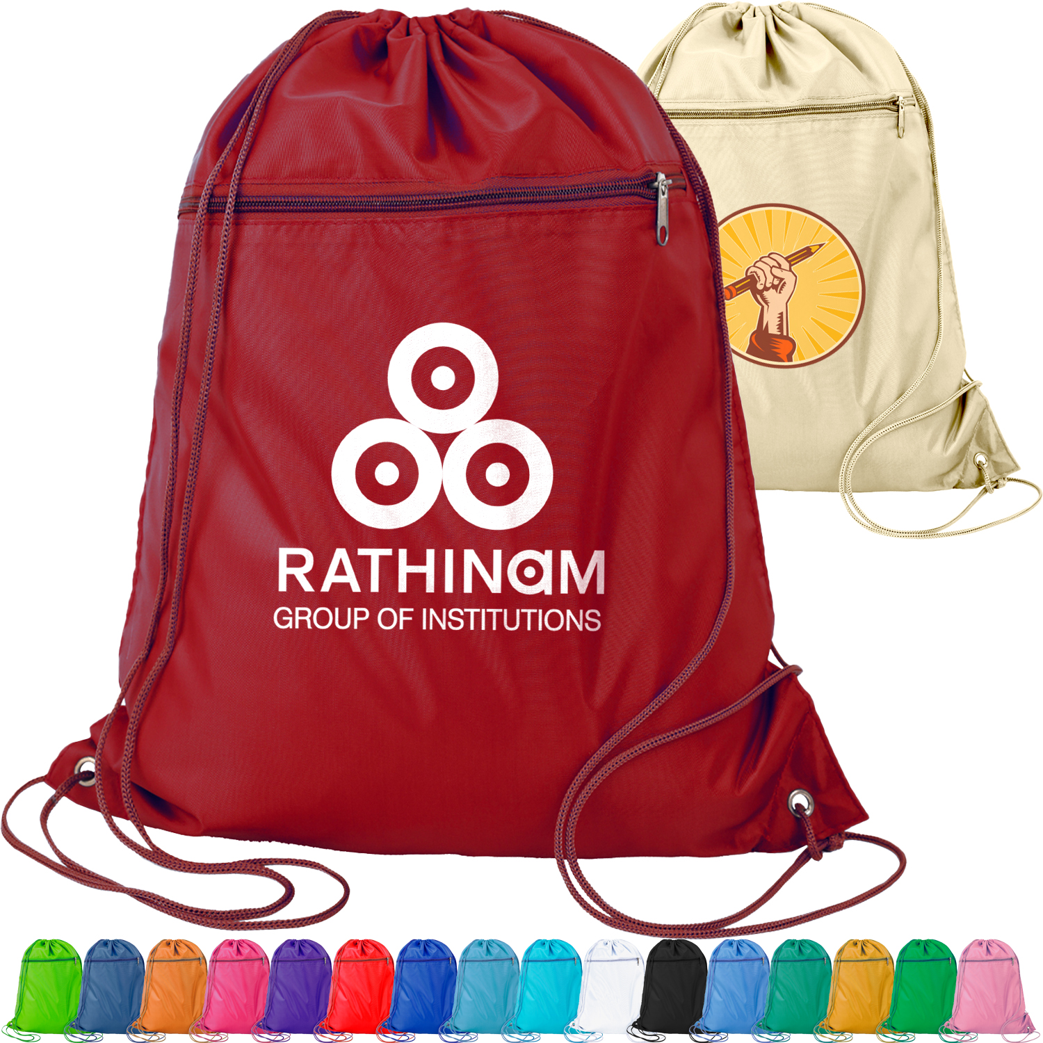 Polyester Drawstring Bag USA Decorated (15" x 18.75") 2