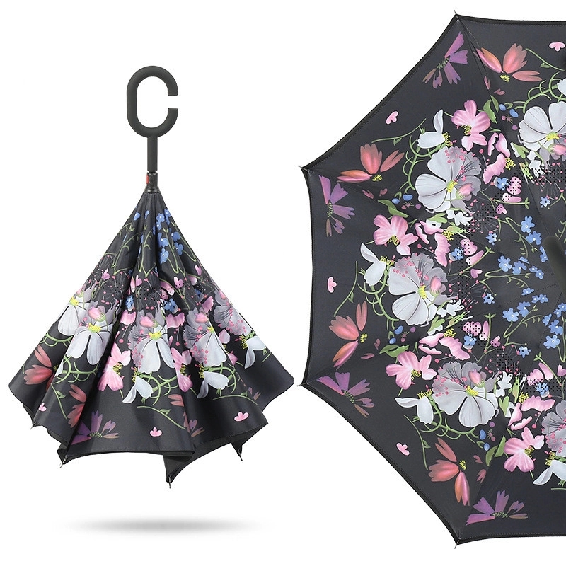 Windproof Double Layer Folding Inverted Umbrella 11