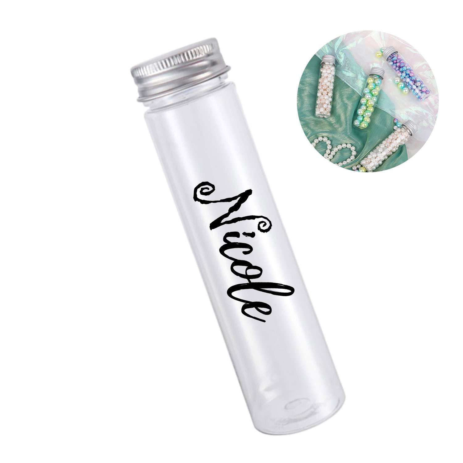 2oz Transparent Plastic Test Tube w/ Screw Cap 2