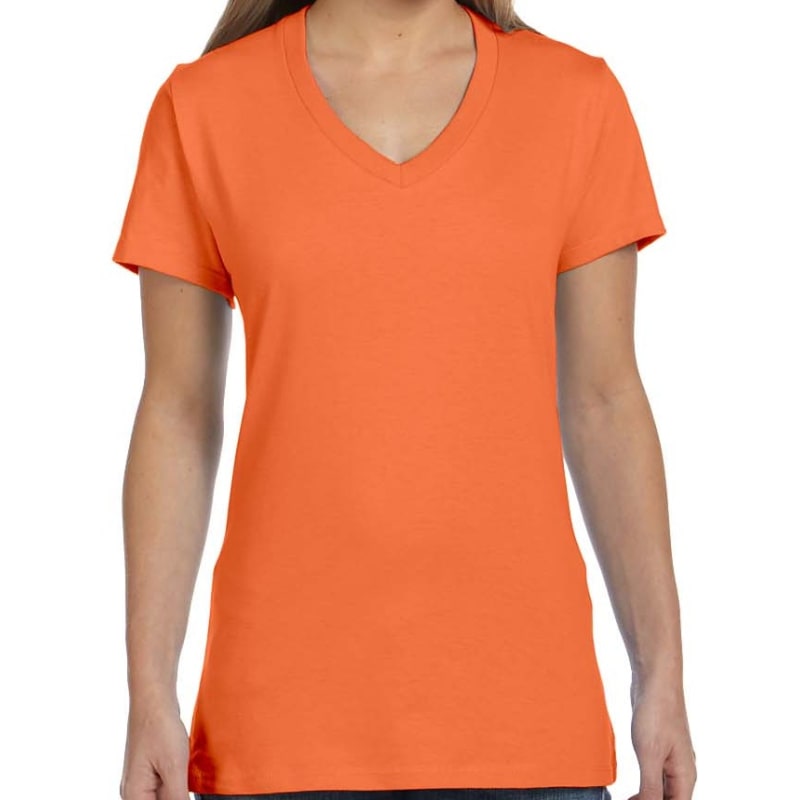 Hanes Ladies 4.5 Oz., 100% Ringspun Cotton Nano-T® V-Neck T- 14