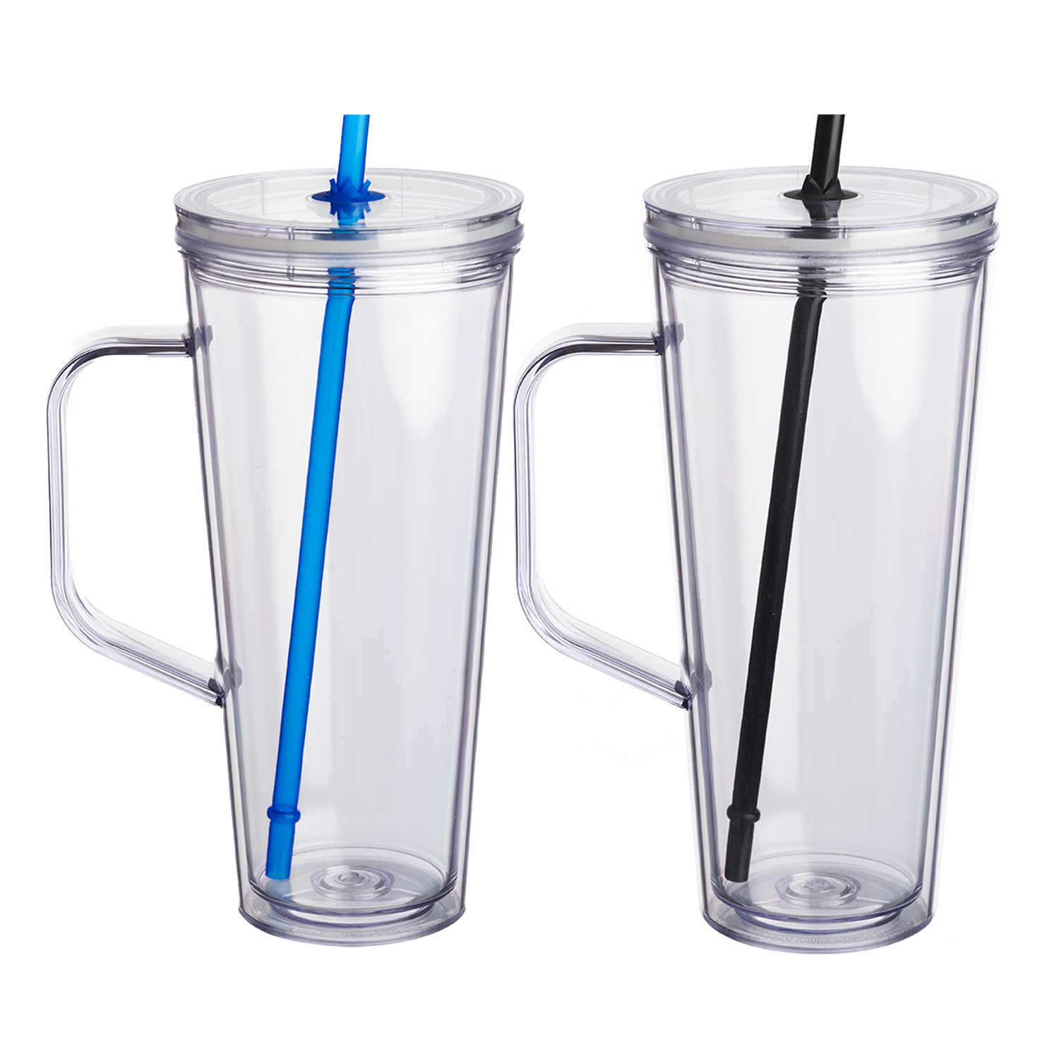 Double Wall Plastic Tumbler with Straw, 24 oz. 7
