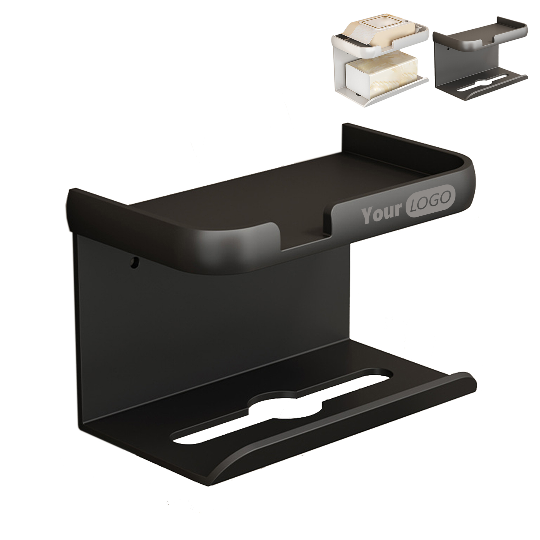 Aluminum Toilet Paper Roll Holder with Shelf for Bathroom 6