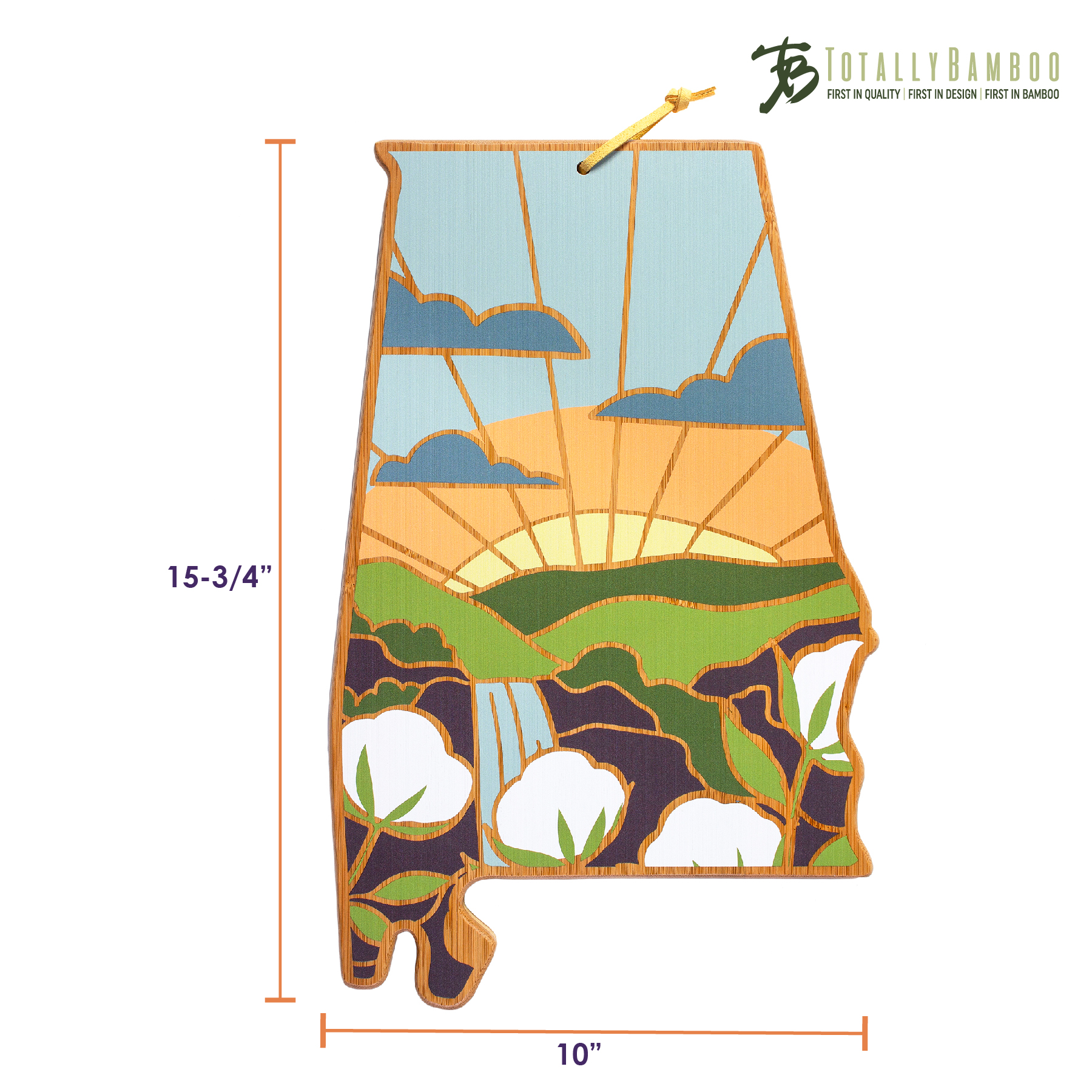 Alabama State Shaped Serving and Cutting Board with Artwork by Summer Stokes 9