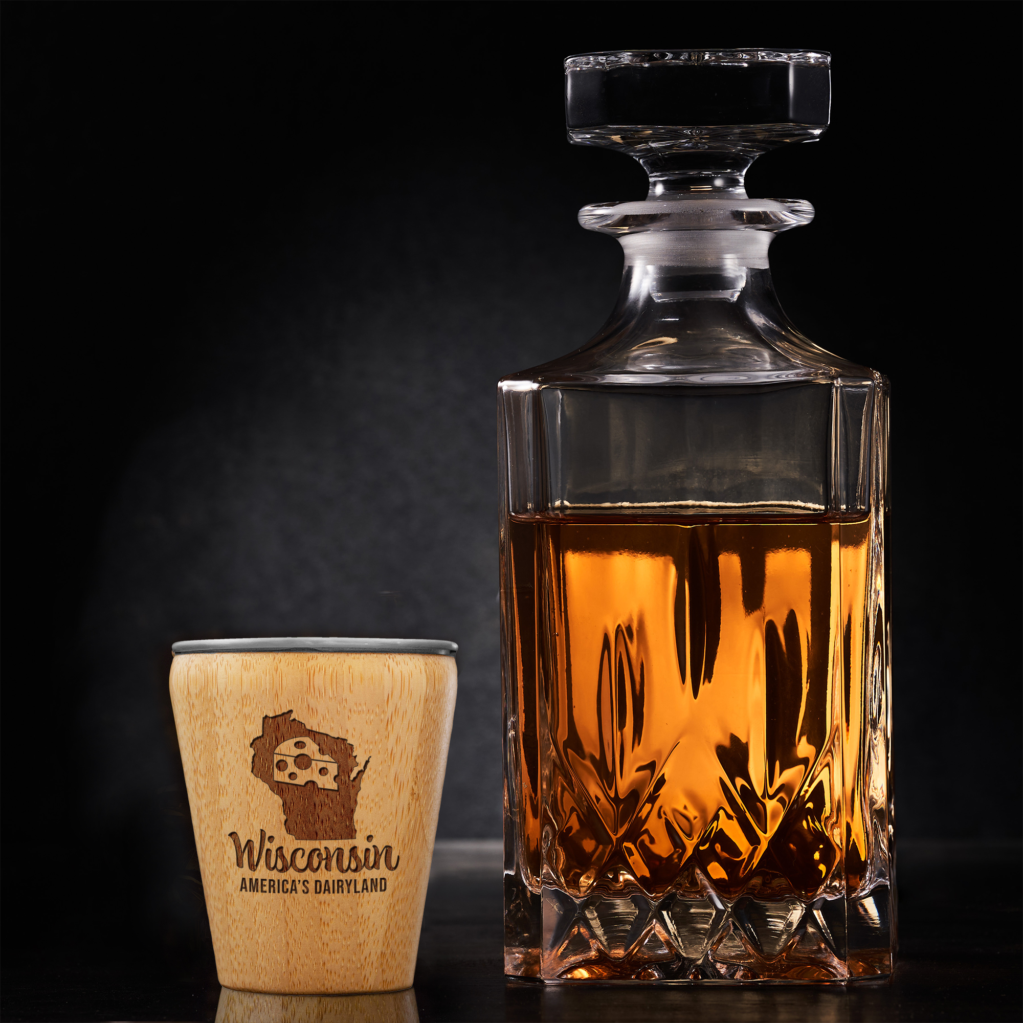 Wisconsin State Bamboo and Stainless Steel Shot Glass 1