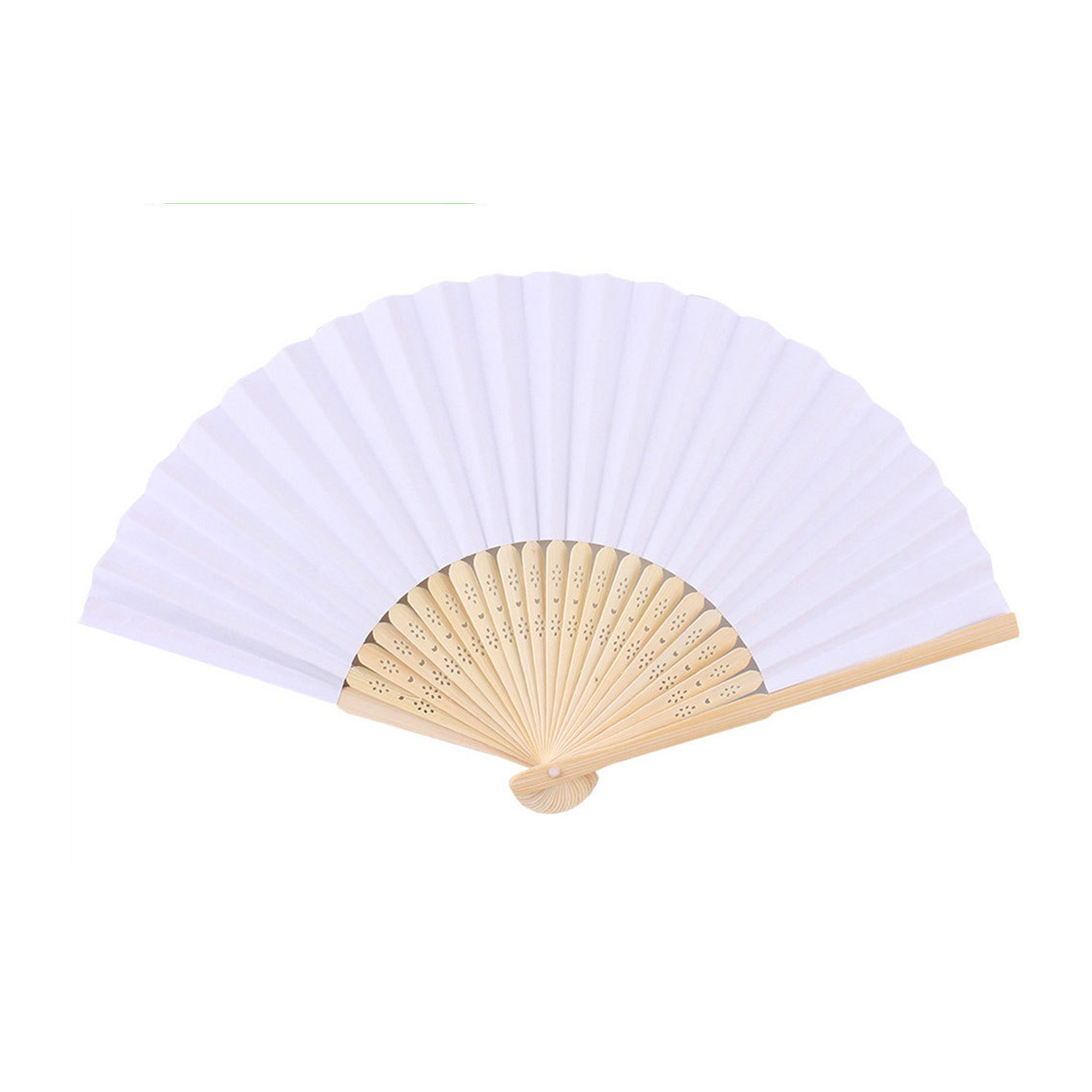 Traditional Style Folding Paper Fan With Bamboo Handle 2