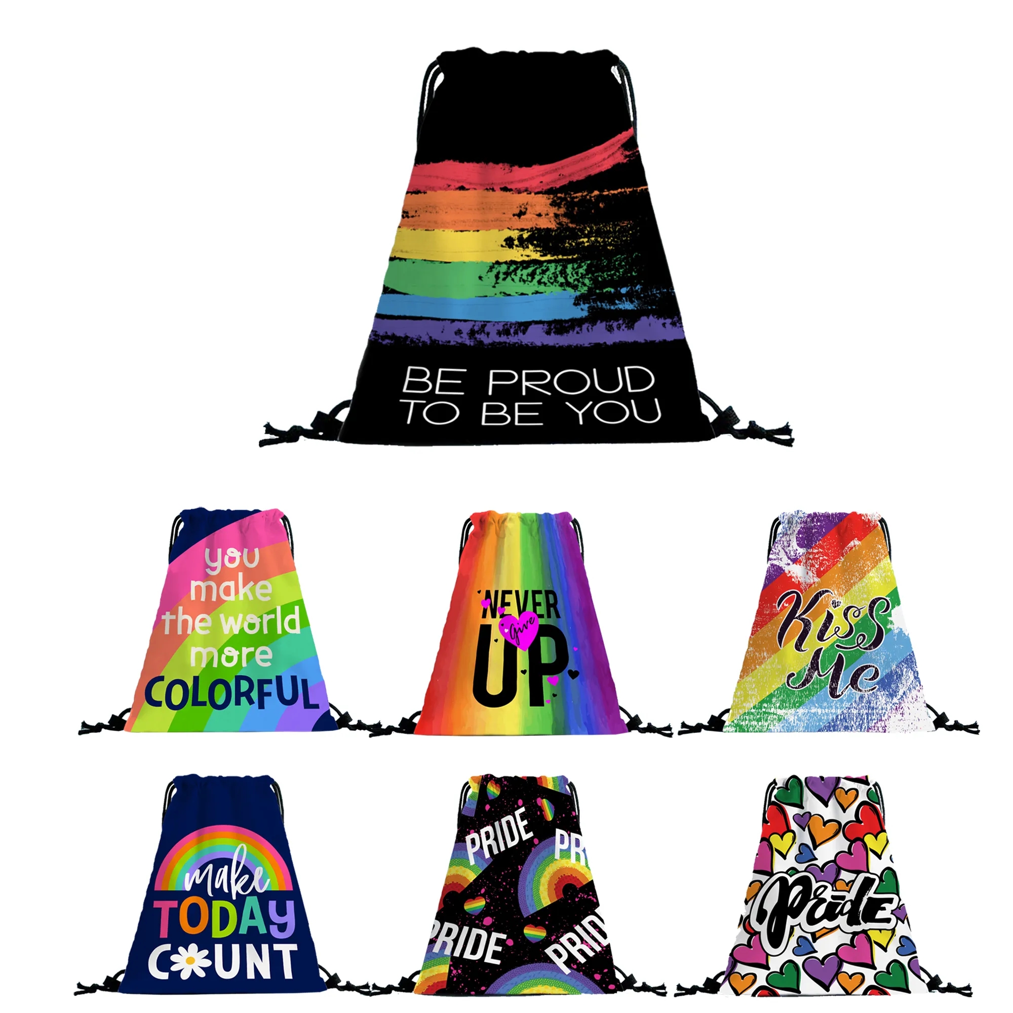 Leather Material Drawstring Backpack Pride Month Supplies 2