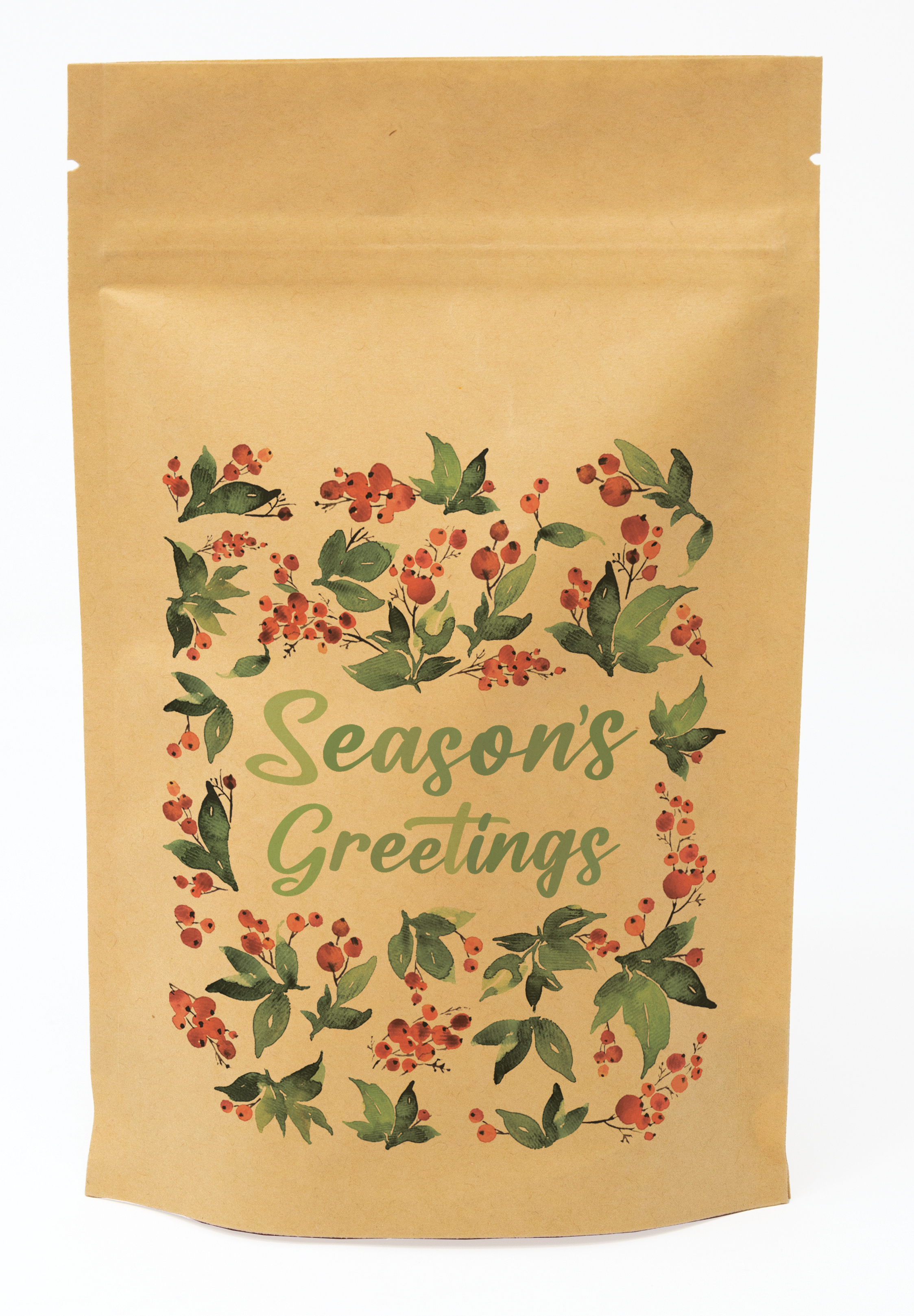 Holly Predesigned Kraft Barrier Pouch (5"W x 8"H x 2.5"D)