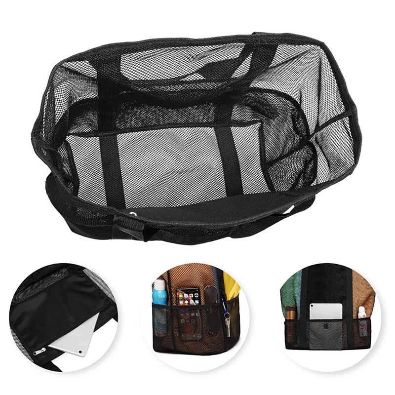 Large Capacity Mesh Beach Bag with 9 Pockets 12