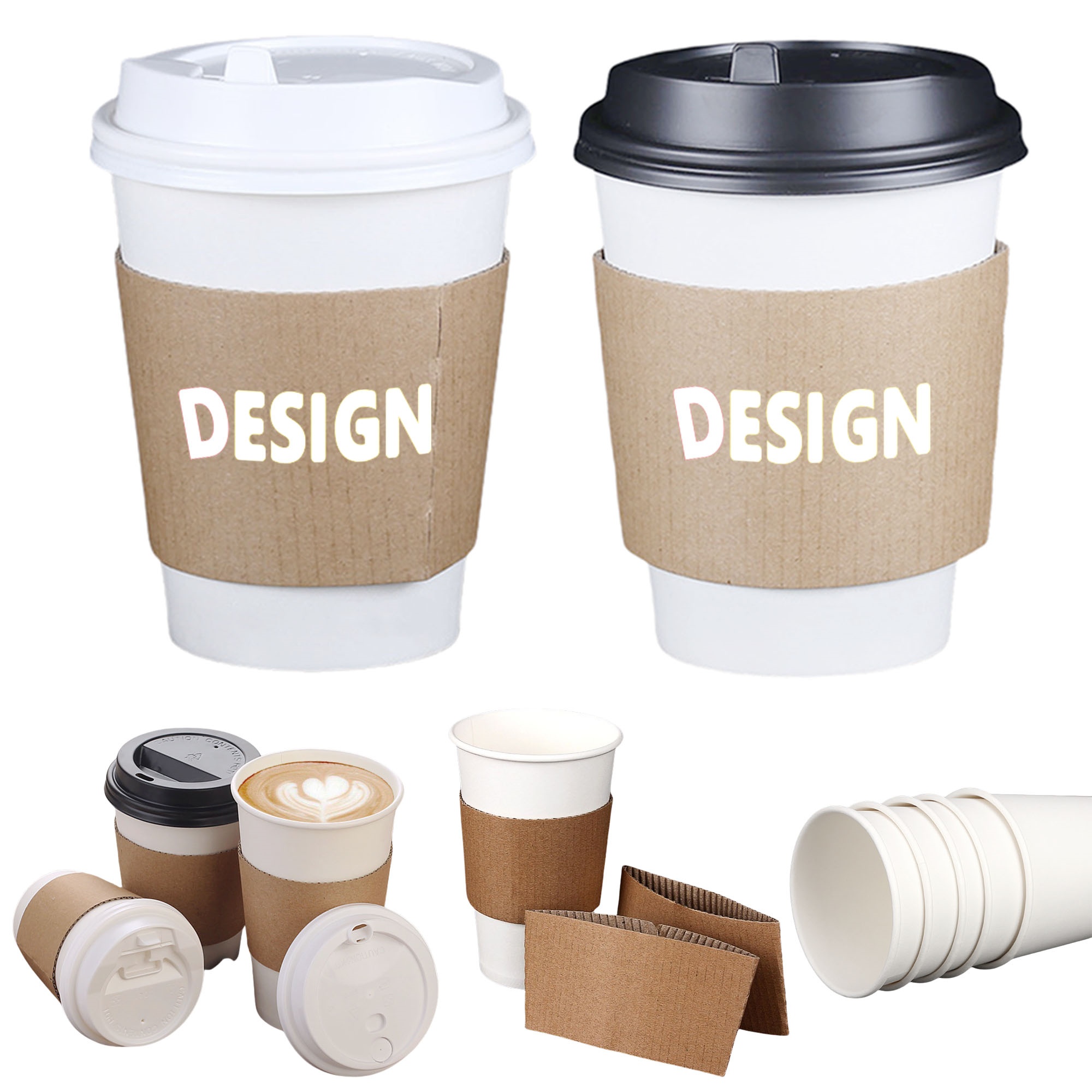 Paper Coffee Cups With Lids Sleeves 2