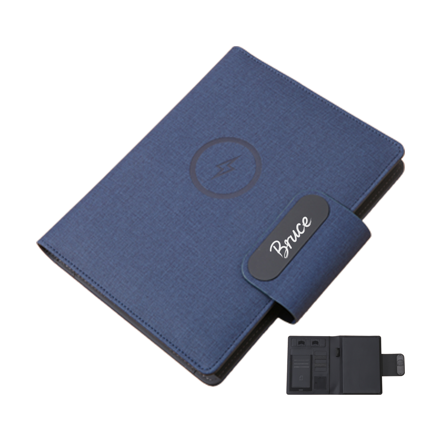 PU Leather Padfolio Folder w/ Wired Charging 3