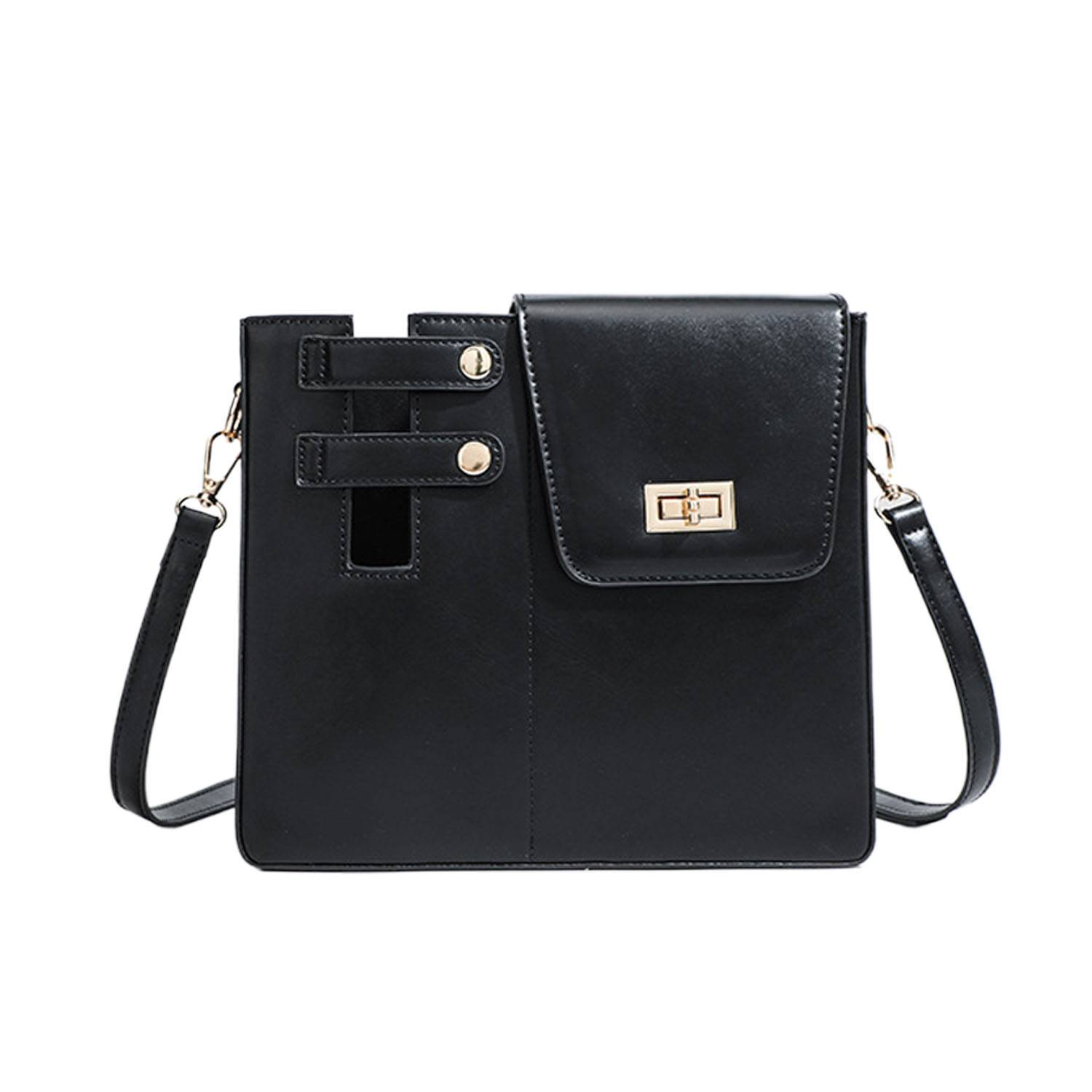 Portable PU Leather Crossbody Bag w/ Water Bottle Holder 3