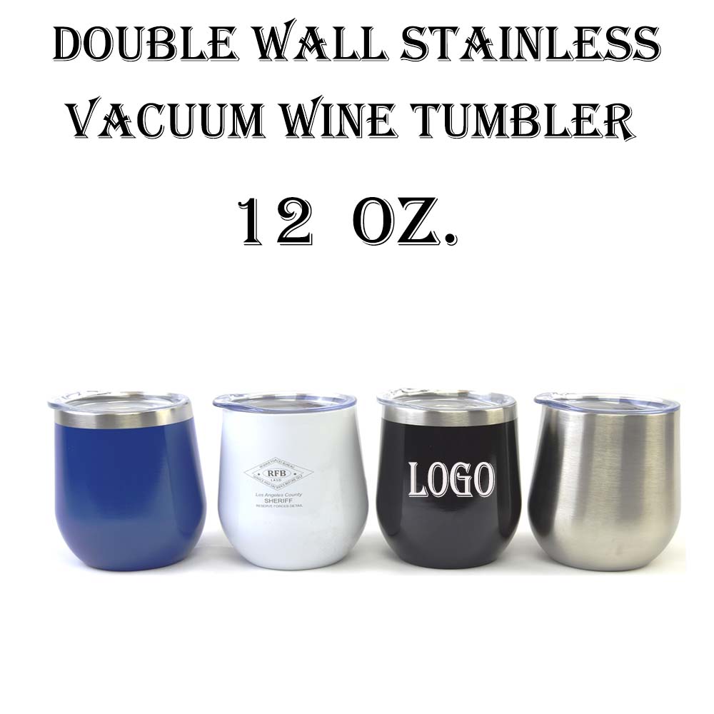 12 OZ Double Wall Stainless Steel Wine Tumbler. 2