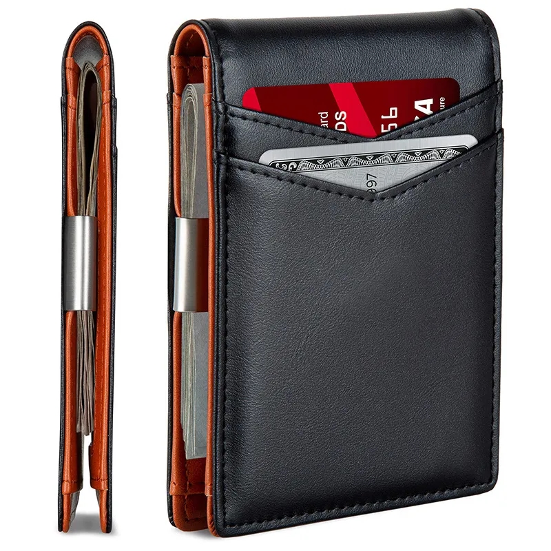 RFID Blocking Carbon Fiber Leather Wallet Slim Card Holder 3