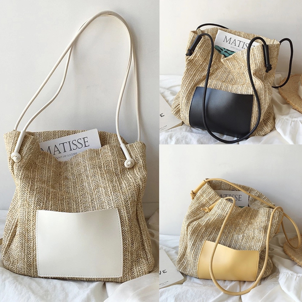Straw Tote Bag 2-In-1 2