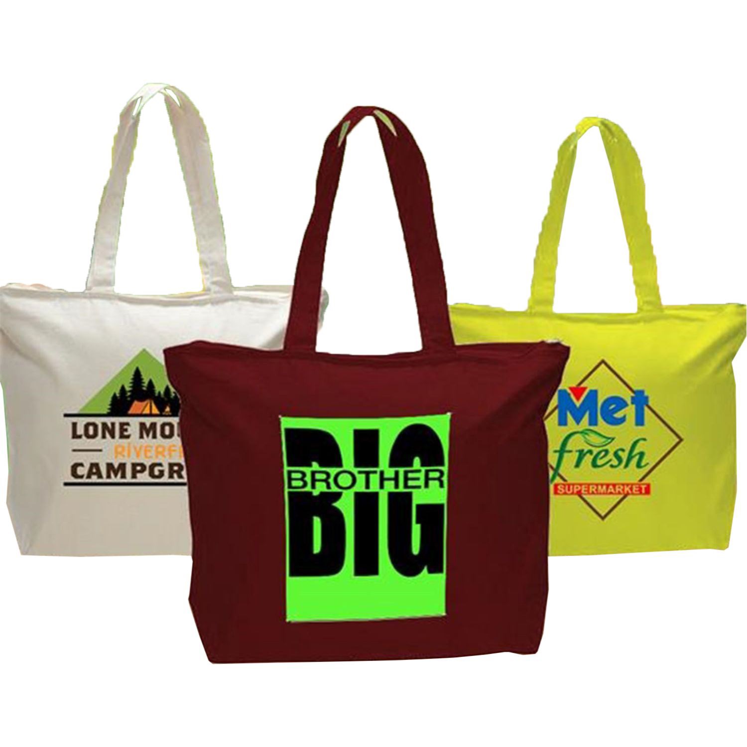 12 oz. Canvas Tote Bag w/ Gusset & Zipper Closure Pocket Bag (20" X15"x5") 1