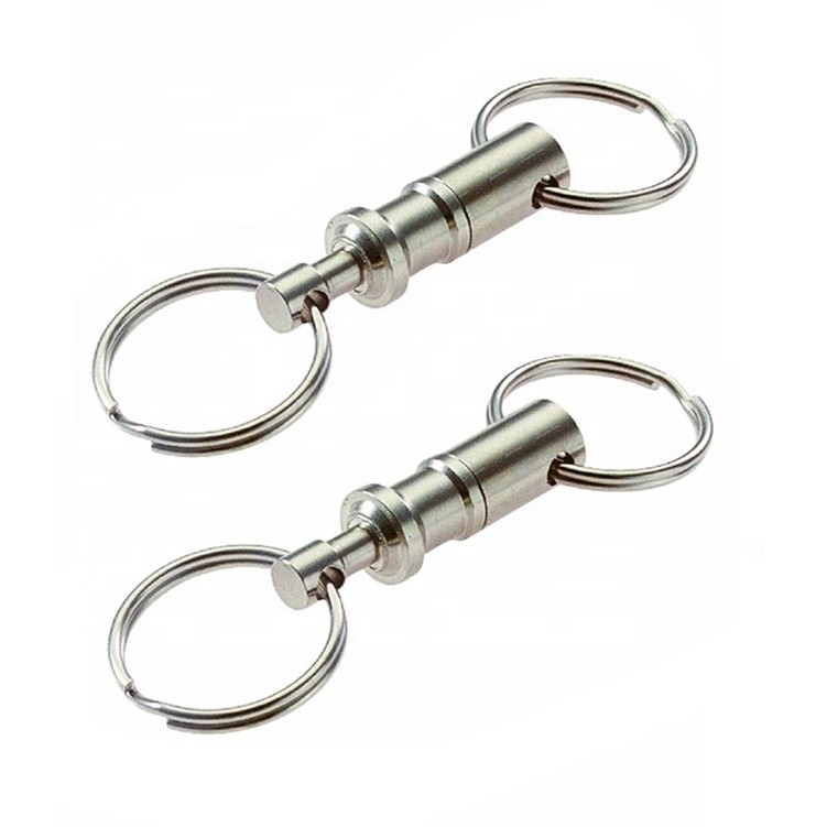 2 PCS Pull Apart Key Chain with Quick Release Clip Ring Hold 1