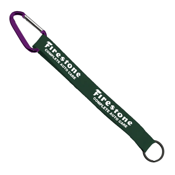 3/4" Sewn Polyester Keychain with Metal Split-Ring and Carabiner 115