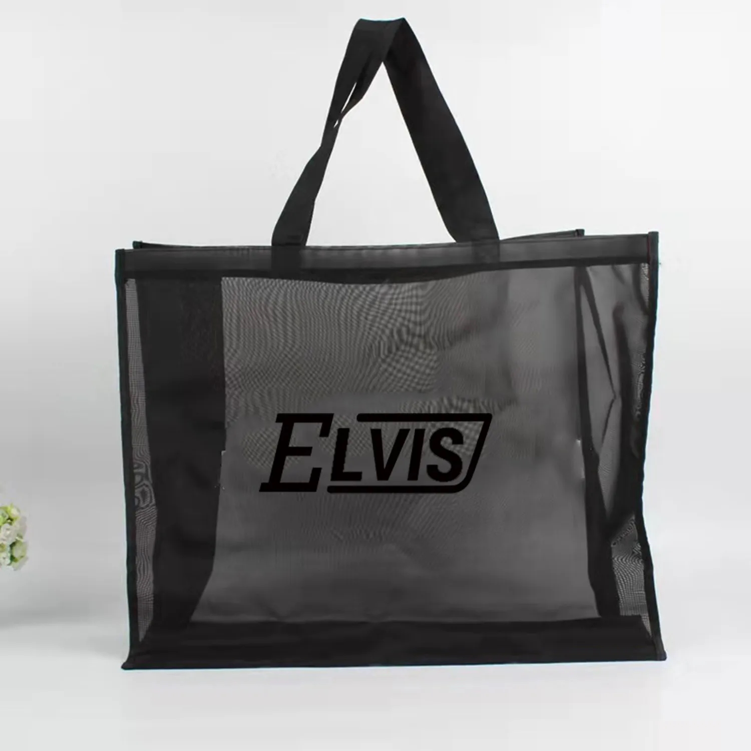 Large Capacity Mesh Beach Tote Bag, custom tote bag with logo imprint 4