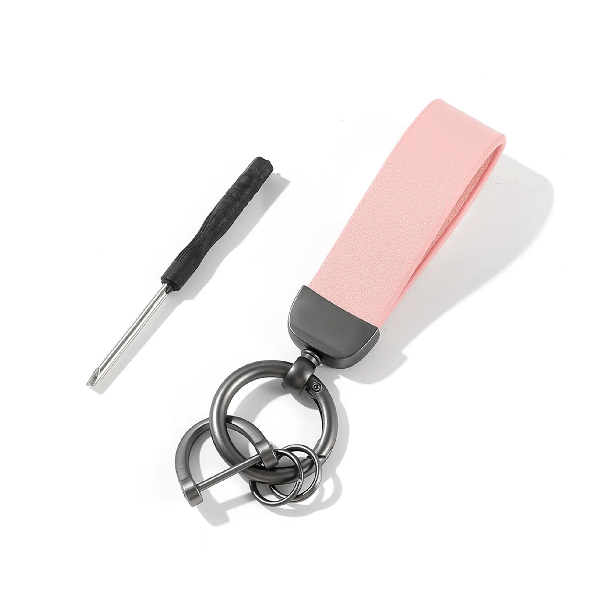 MOQ50 PU Leather Zinc Alloy Keychain With Screwdriver 9
