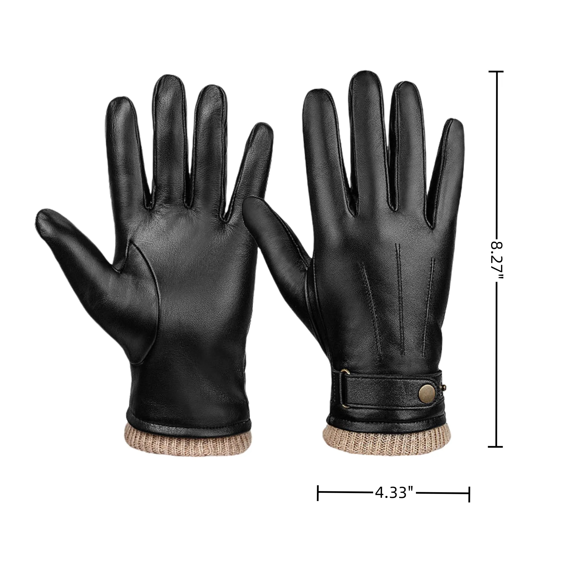 Leather Gloves, Adjustable Buckle, Winter Promotion 5